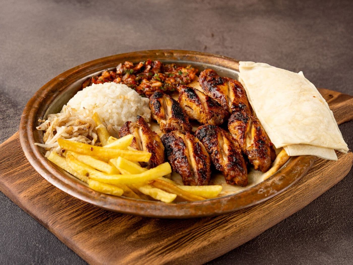 Grilled chicken served with chips
