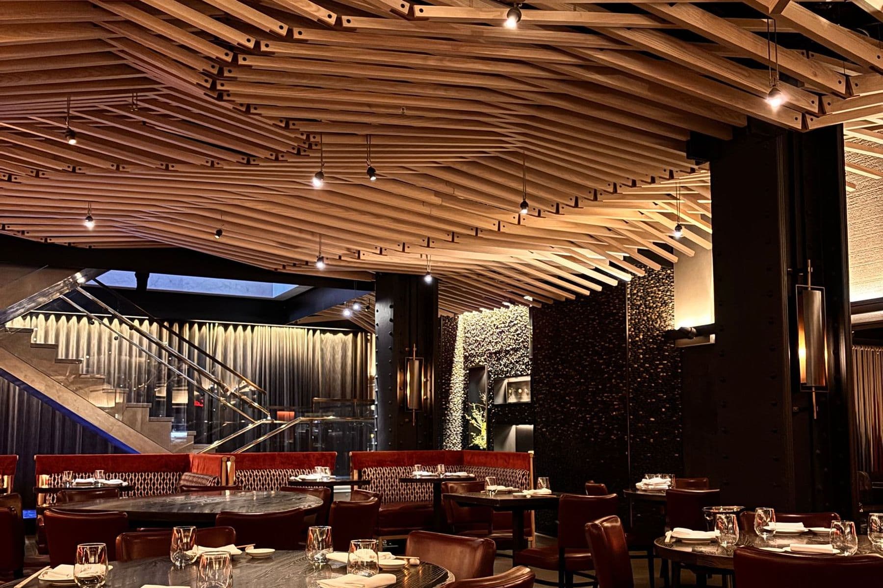 The Empire Food Point dining room with warm wooden interior